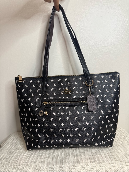 Coach Handbags - COACH Black Butterfly Print Leather Tote Bag large